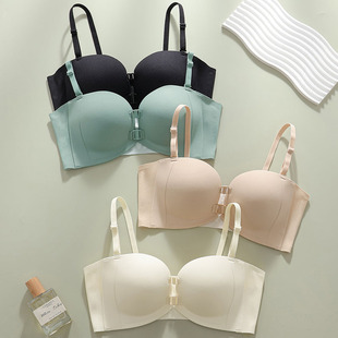 A36 Simple Double Front Buckle Sexy Seamless Intimates Small Breast Push-Up No Empty Cup No Rims Invisible Bra Bra
