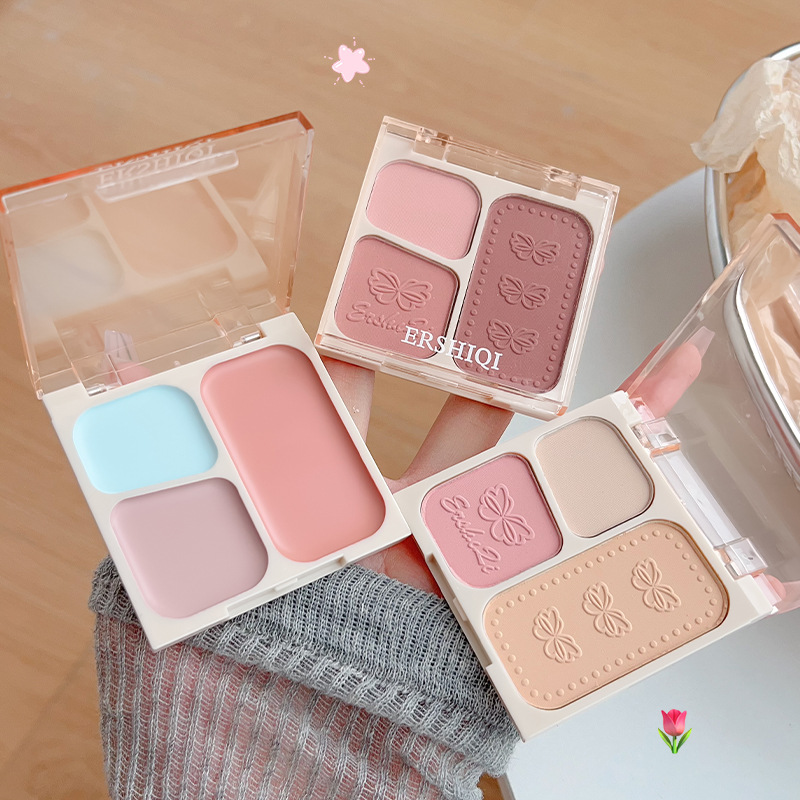 Three-Color Blush Palette for a Natural Look, Contouring and Brightening, Highlighting the Lower Lash Line, and Natural Color Eyeshadow Palette