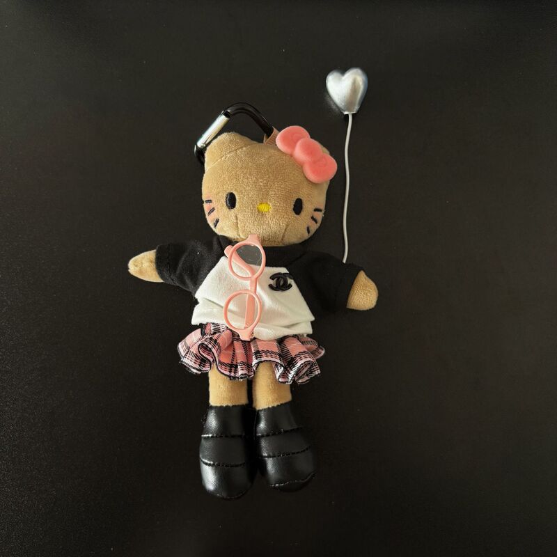 新款可爱长腿kitty毛绒挂件裙子换装娃衣ins风玩偶挂饰背包|undefined