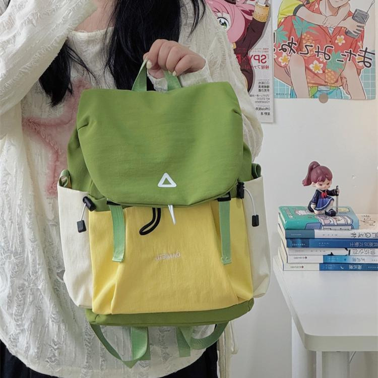 批发休闲撞色双肩包女户外防水大容量旅行电脑背包旅游轻便书包|undefined