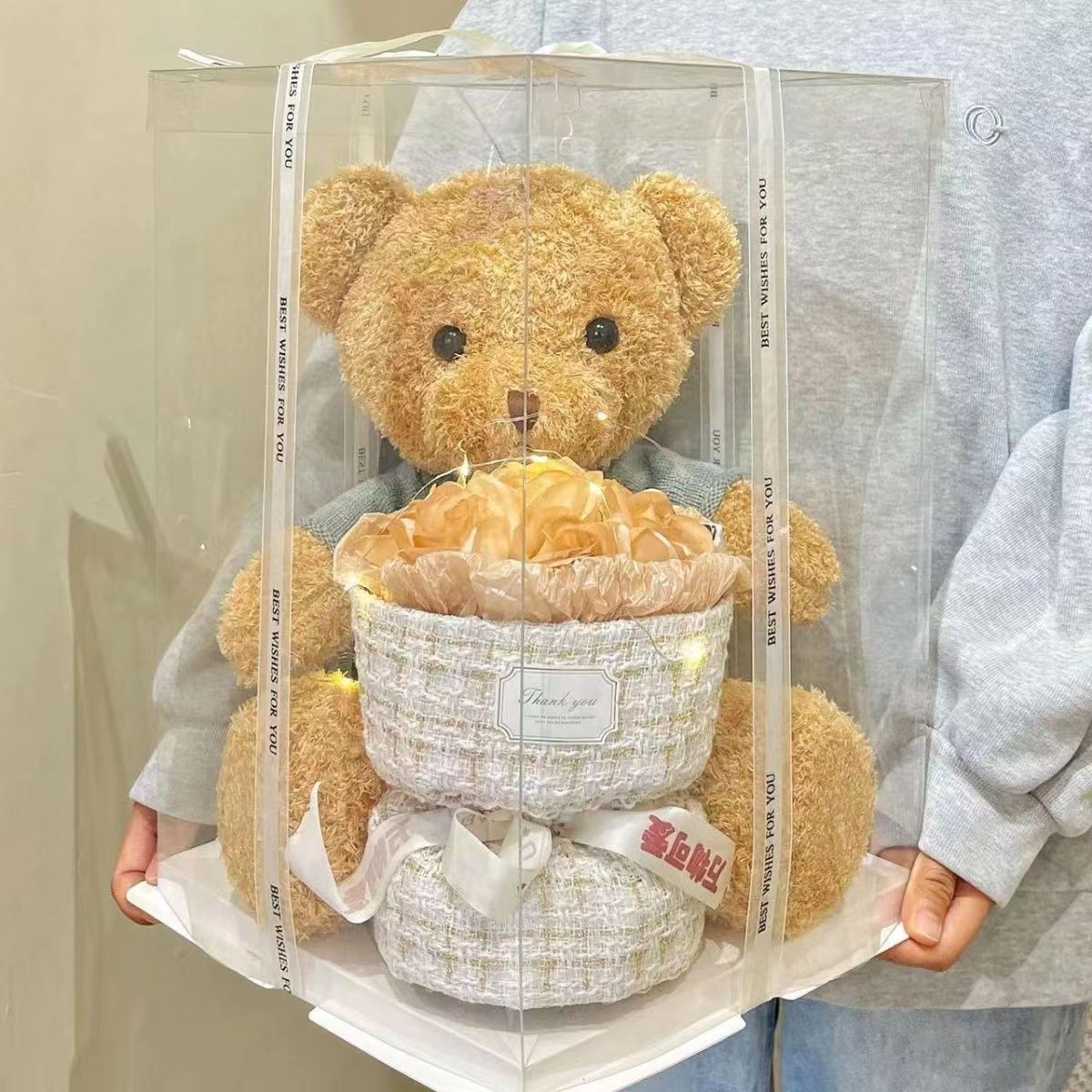 Día de San Valentín de Qixi osos muñecas flores de rosa eterno regalo de cumpleaños para amigos de clase maestra