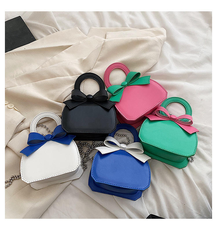 Women's Small Pu Leather Color Block Cute Bowknot Square Magnetic Buckle Handbag display picture 15