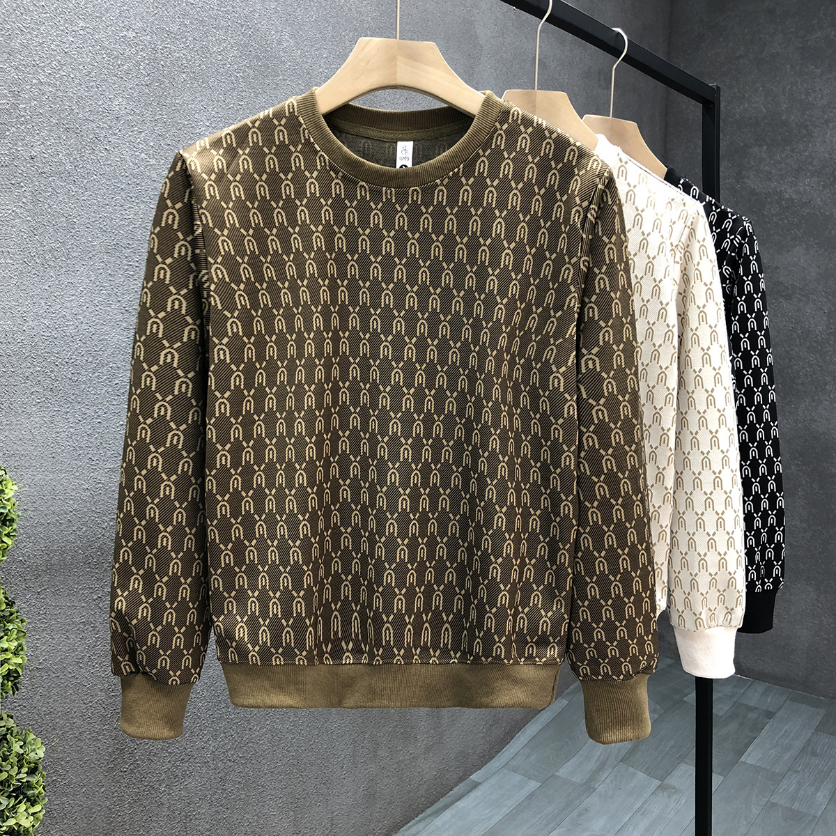 Luxury Printed Sweatshirt Men's Spring Autumn Trendy Brand Slim Long Sleeve Shirt 2024 New Men's Bottoming Shirt Top_voghion.com