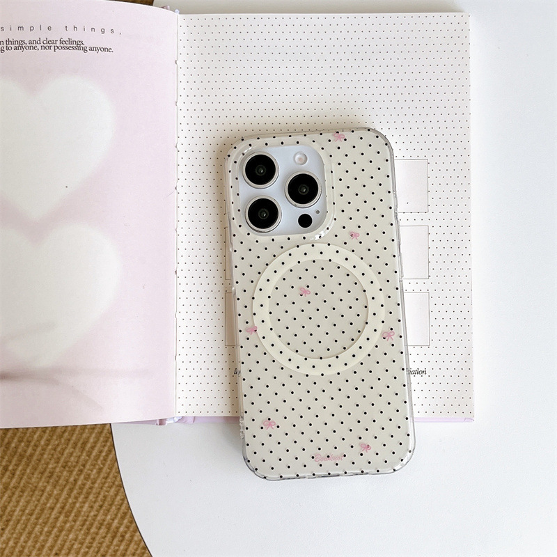 极简波点爱心蝴蝶结磁吸适用iPhone17苹果16ProMax/15/14手机壳女|undefined