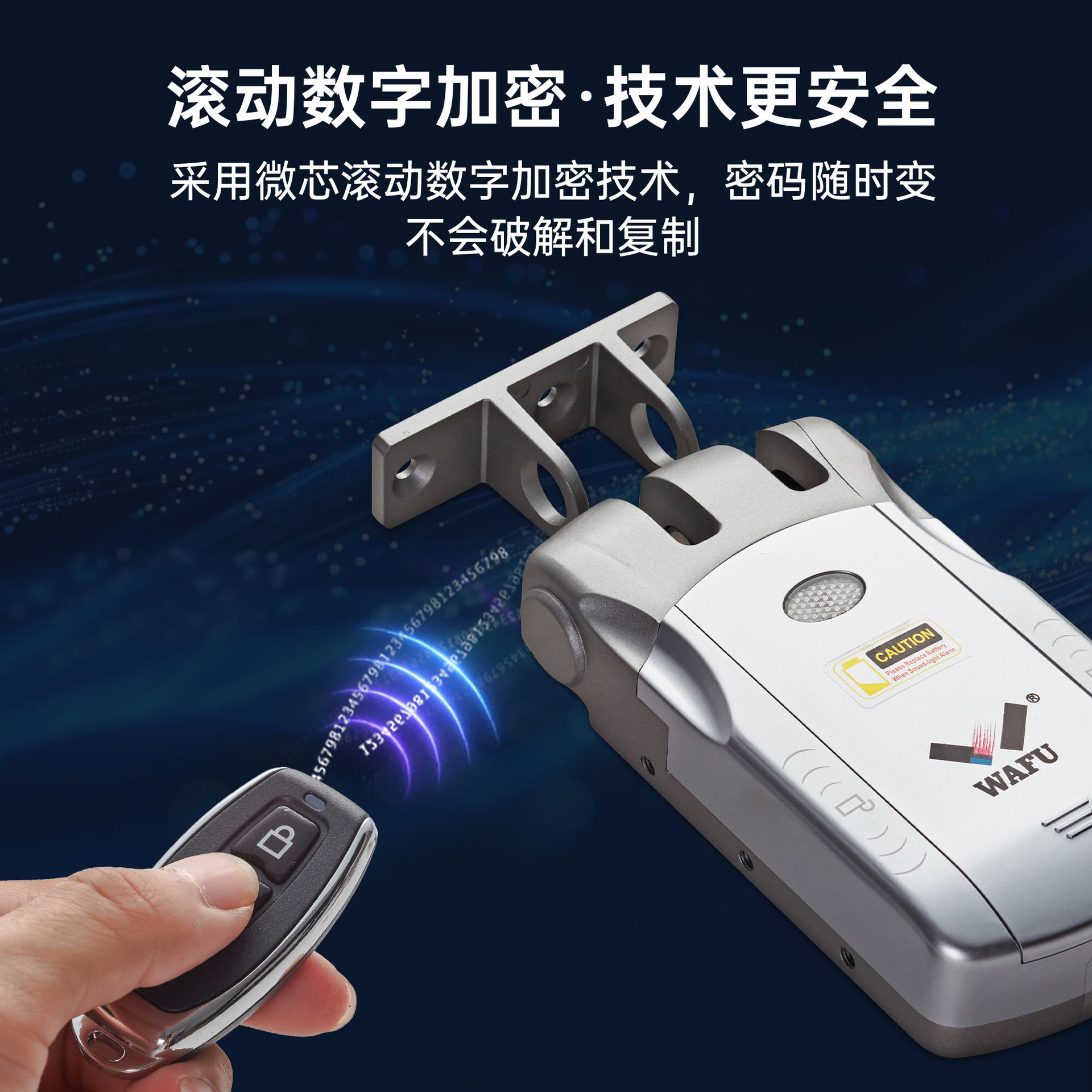 Cerradura inteligente para puertas con diseño de grafiti para comercio transfronterizo WAFU, no requiere cableado, cerradura con control remoto invisible, para uso doméstico, diseño sin agujeros para llaves, cerradura oculta.