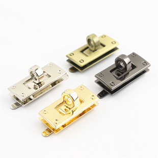 Luggage hardware accessories Golden die-casting screw lock lock small square lock bag handbag lock buckle hardware accessories