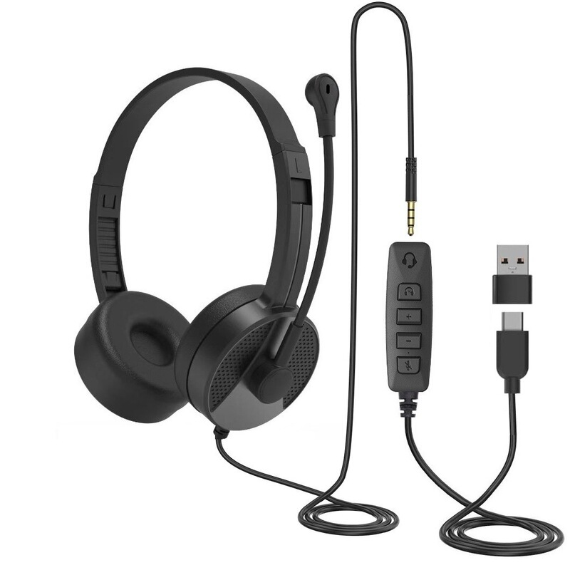 Factory Direct Sales Head-Mounted USB Headset Typec Wired Headset Computer Conference Call Stereo Light and Compact Factory Direct Sales Head-Mounted USB Headset Typec Wired Headset Computer Conference Call Stereo Light and Compact