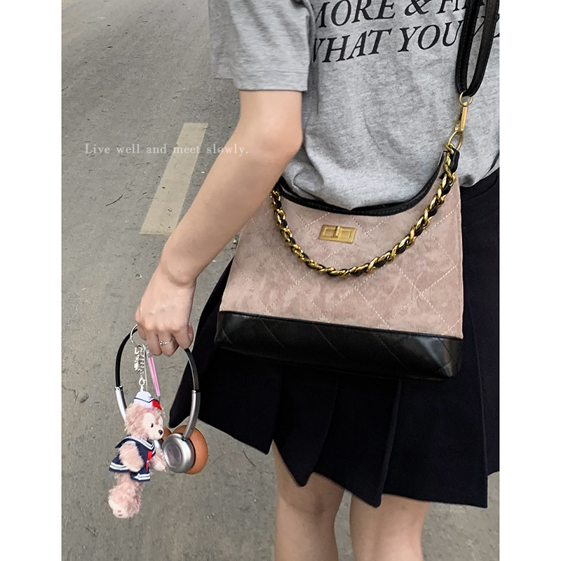 复古高级感麂皮绒腋下包包女2025新款时尚菱格链条包简约斜挎包|undefined