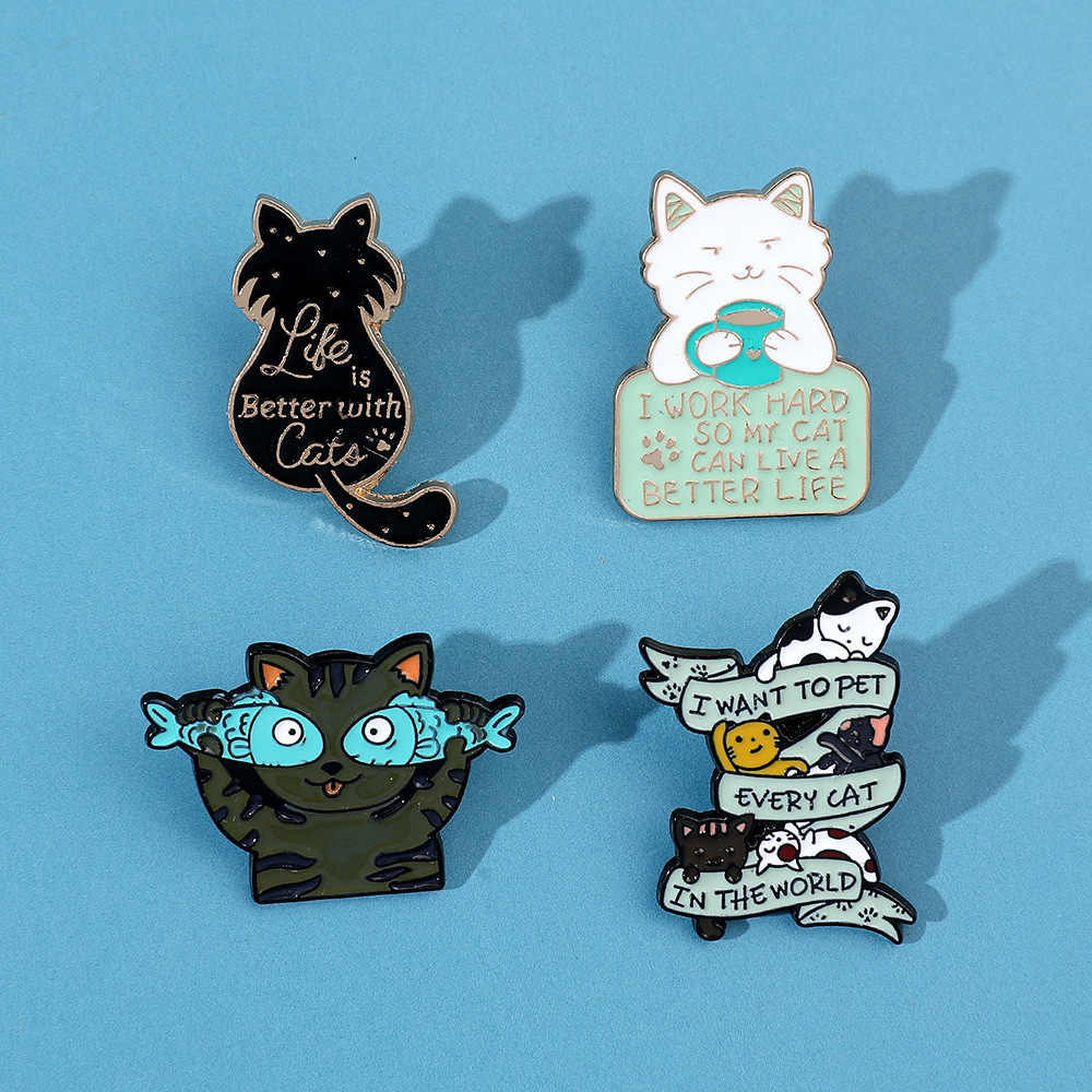 9g Weight Brooches Classification Daily Occasion Alloy Material Letter, Cat, Fish Pattern Unisex Gender Cartoon, Enamel Design Cute Style Cute Pin Letter Cat Fish Alloy Cartoon Enamel Unisex Brooches 12