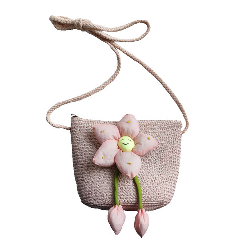 Little girl summer woven straw bag cute children's mobile phone bag  new style girl's crossbody bag