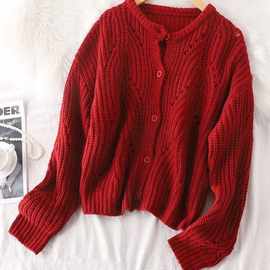 新年一件美炸单品！欧货重工红色毛衣2025新爆款秋冬针织开衫女装