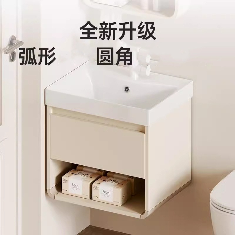 armario de baño de panal de aluminio arqueado combinación de baños de tipo pequeño hogar tipo pared colgante lavabo armario con espejo lavabo