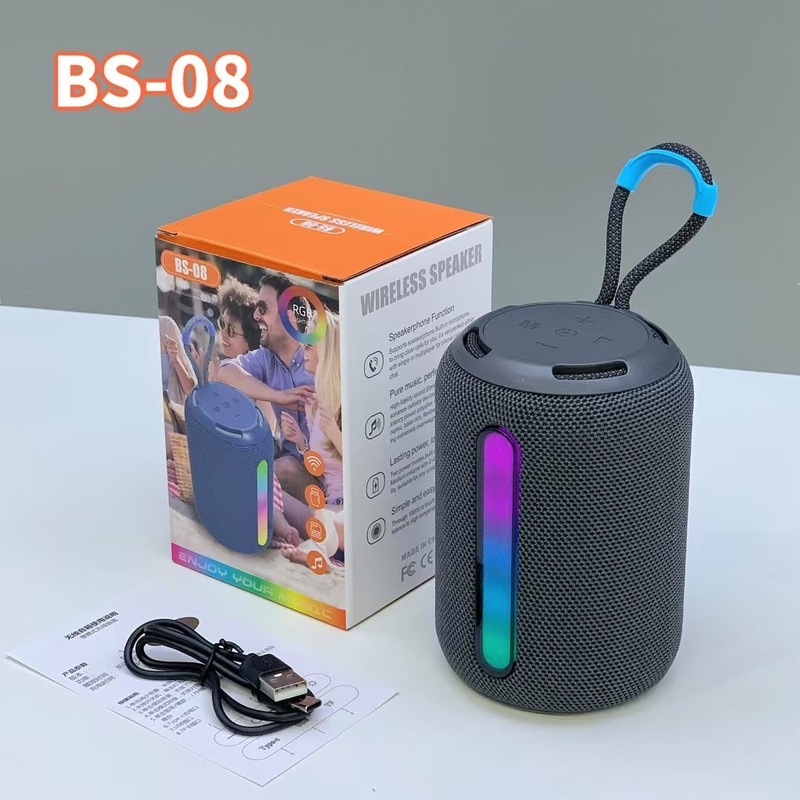 外国貿易の新型のBS-08のまぶしいカラーライトのbluetoothのスピーカーの屋外の携帯用サブウーファの携帯型のミニカードの音響|undefined