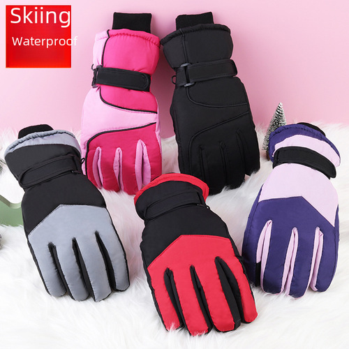 Winter Three-Layer Fleece Lined Waterproof Sliding Riding Skiing Cold-Resistant Wearable Windproof Men and Women Gloves