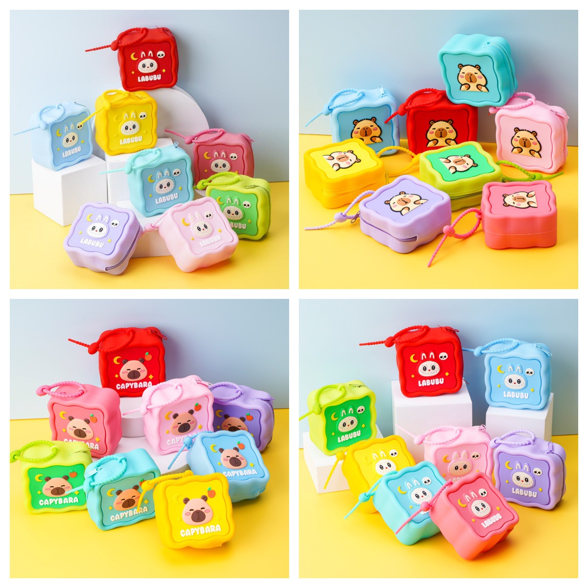 跨境卡皮巴拉硅胶零钱包可爱随身耳机收纳包时尚拉布儿童包批发