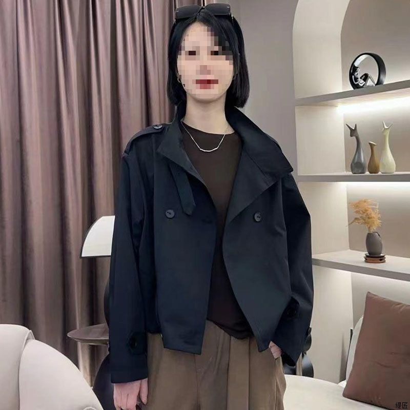 短款上衣2025年立领新款小个子宽松风衣外套女休闲秋季双排扣时尚|undefined
