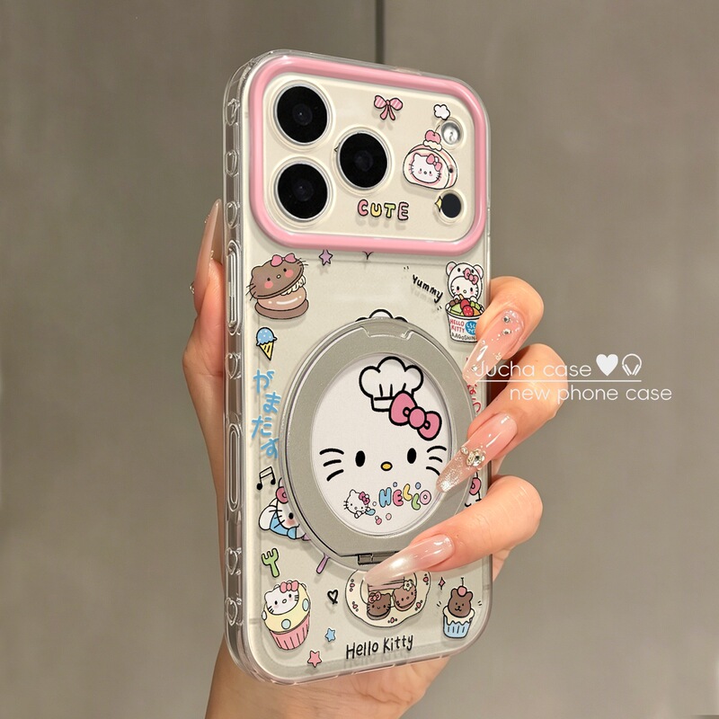 Suitable for Apple 17 Pro Max phone case, cute transparent iPhone 16 design, 15 pastry chef kitty cat