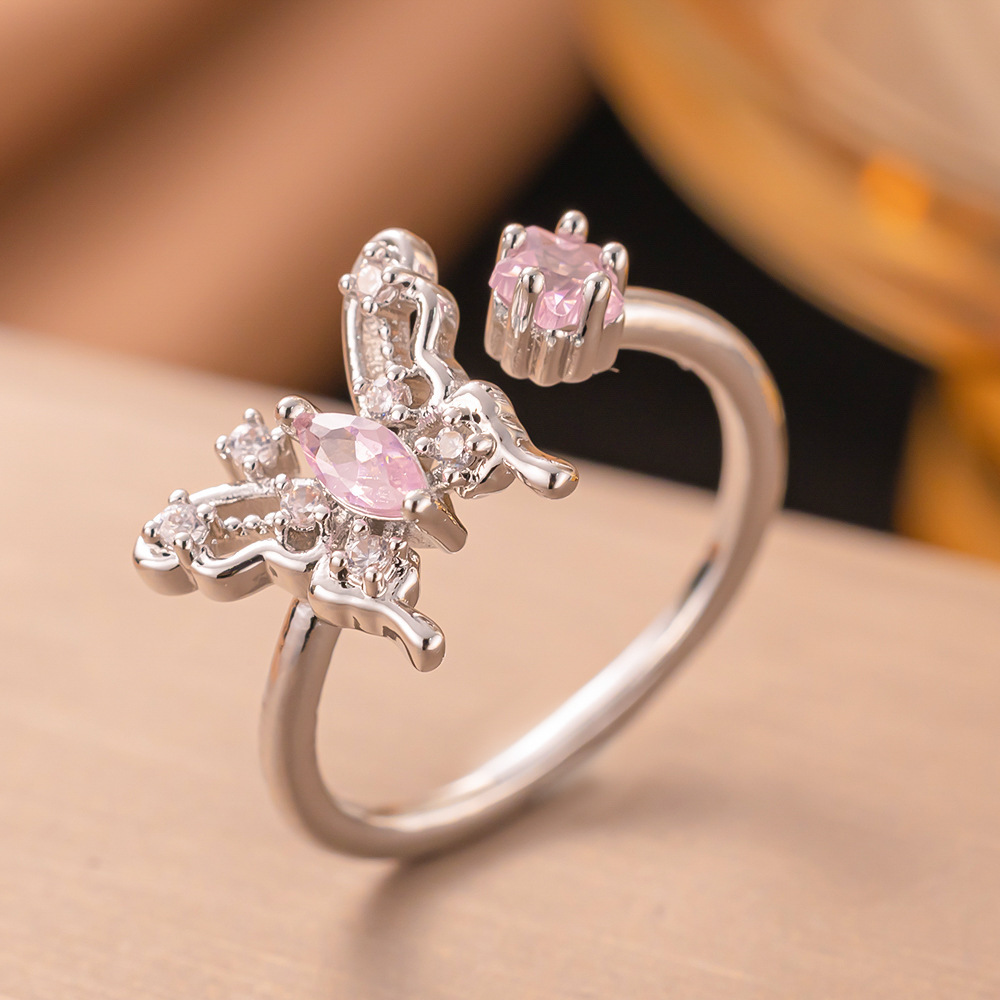 8g Weight Zircon Inlay Material Open Rings Classification 1 Piece Quantity Daily Occasion Copper Material Heart Shape, Bow Knot Pattern All Seasons Season Women's Gender Elegant Style Waterproof Non Tarnish Craft PVD Coated Real Gold Plated Heart Shape Bow Knot 304 Stainless Steel Elegant Glam Waterproof Non Tarnish Open Rings 6