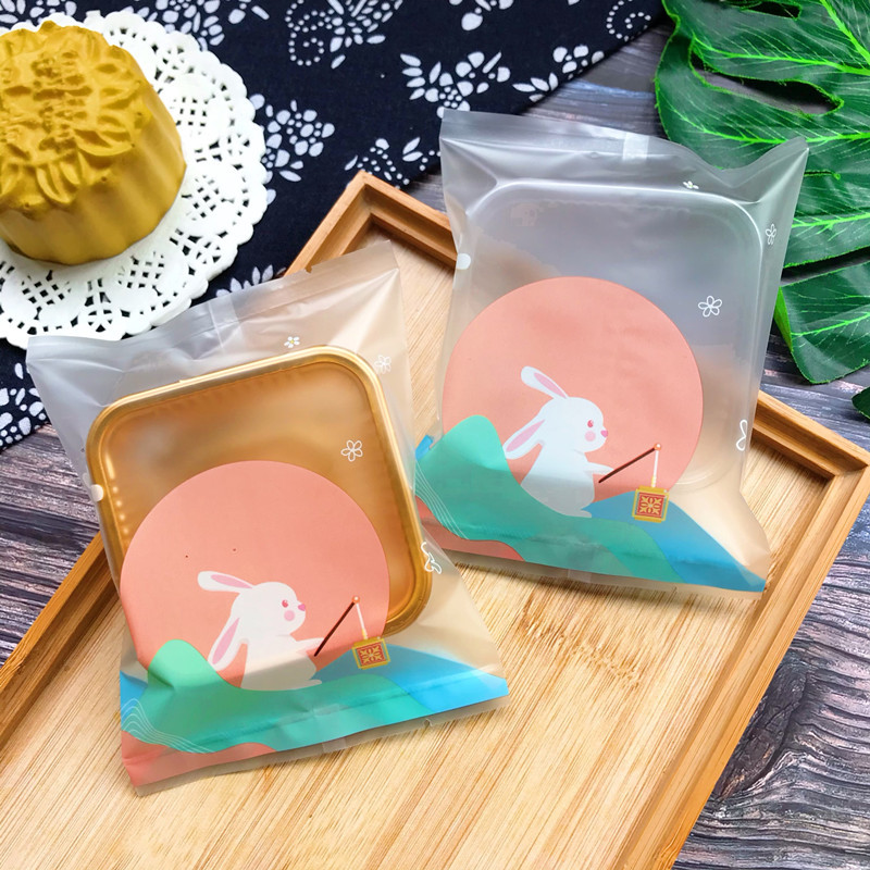 100克登峰兔中秋月饼包装袋125克冰皮豆沙蛋黄月饼包装袋100个