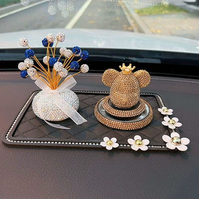 Big Head bear car aromatherapy, Perfplant seat - gold-blue-starry-sky-camellia-pad