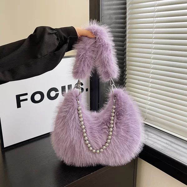Popular Style Trendy Plush Bag 2024 New Women's Bag Popular All-match Crossbody Bag Shoulder Underarm Bag Mao Mao Bag