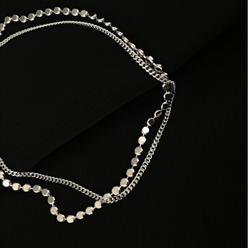S925 Silver Double Layer Disc Anklet display picture 4