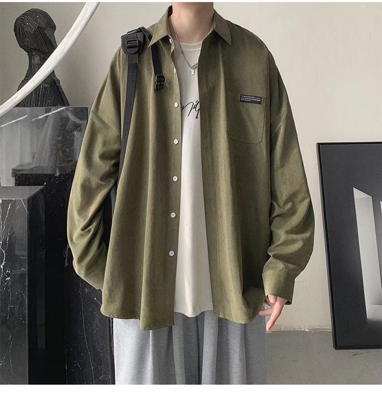 Nou, toate multicolore, culoare bomboane, bărbați, primăvară și toamnă, modă coreeană, cămașă cu mânecă lungă, haină_voghion.com