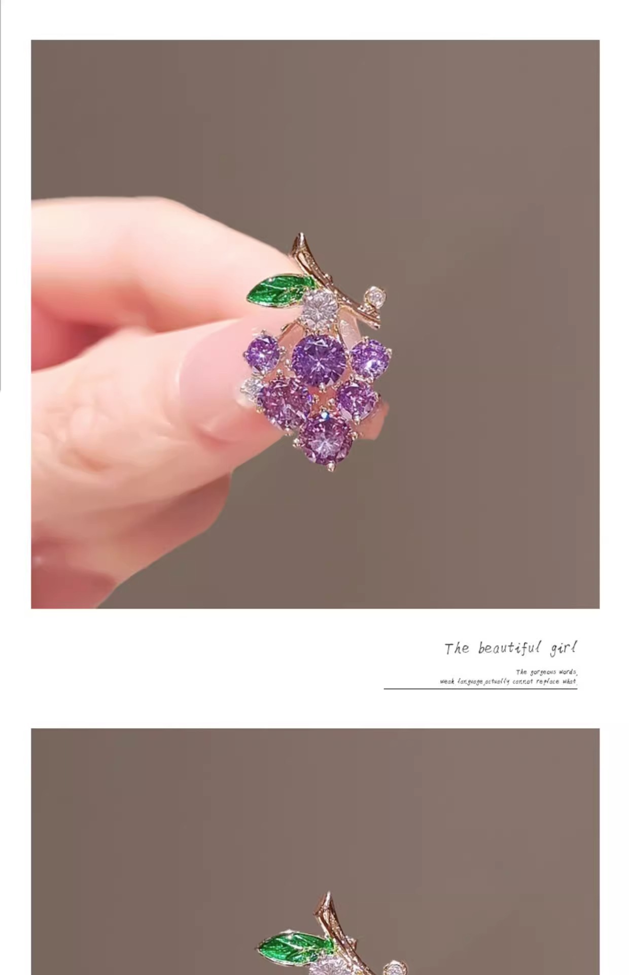 Mini exquisite Traubennadeln mit vielseitigem Temperament und vielseitigem Anzugsarmband, niedliches, blendfreies Damen-Kompressionsrevers mit fester Schnalle, Lila_voghion.com