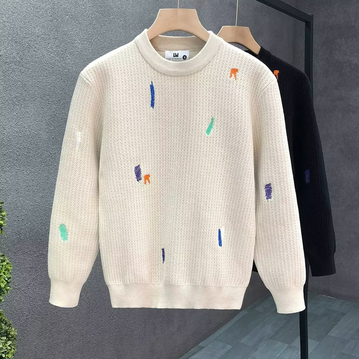 Crewneck Sweater Men's Autumn and Winter Trendy Men's Inner Base Sweater 2024 New Arrival Embroidered Men's Fashion Sweater