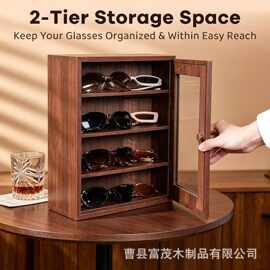 跨境木质桌面墨镜收纳箱多层带盖可视眼镜展示箱珠宝首饰收藏盒