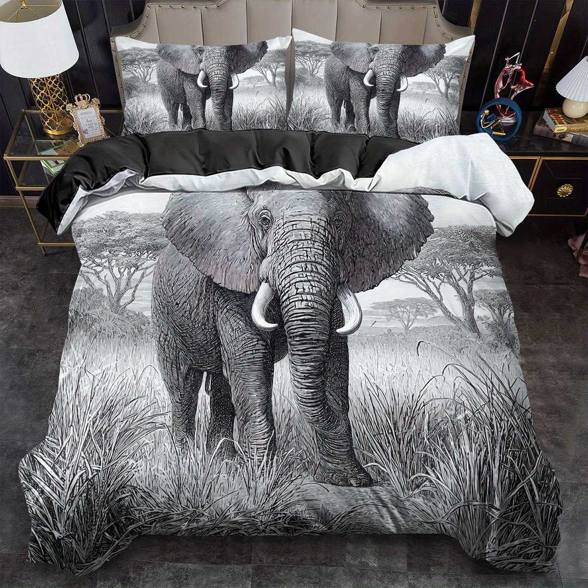 TEMU / JIT abrasión impresión digital rosa roja elefante mariposa suave quilt kit fabricante de origen transfronterizo