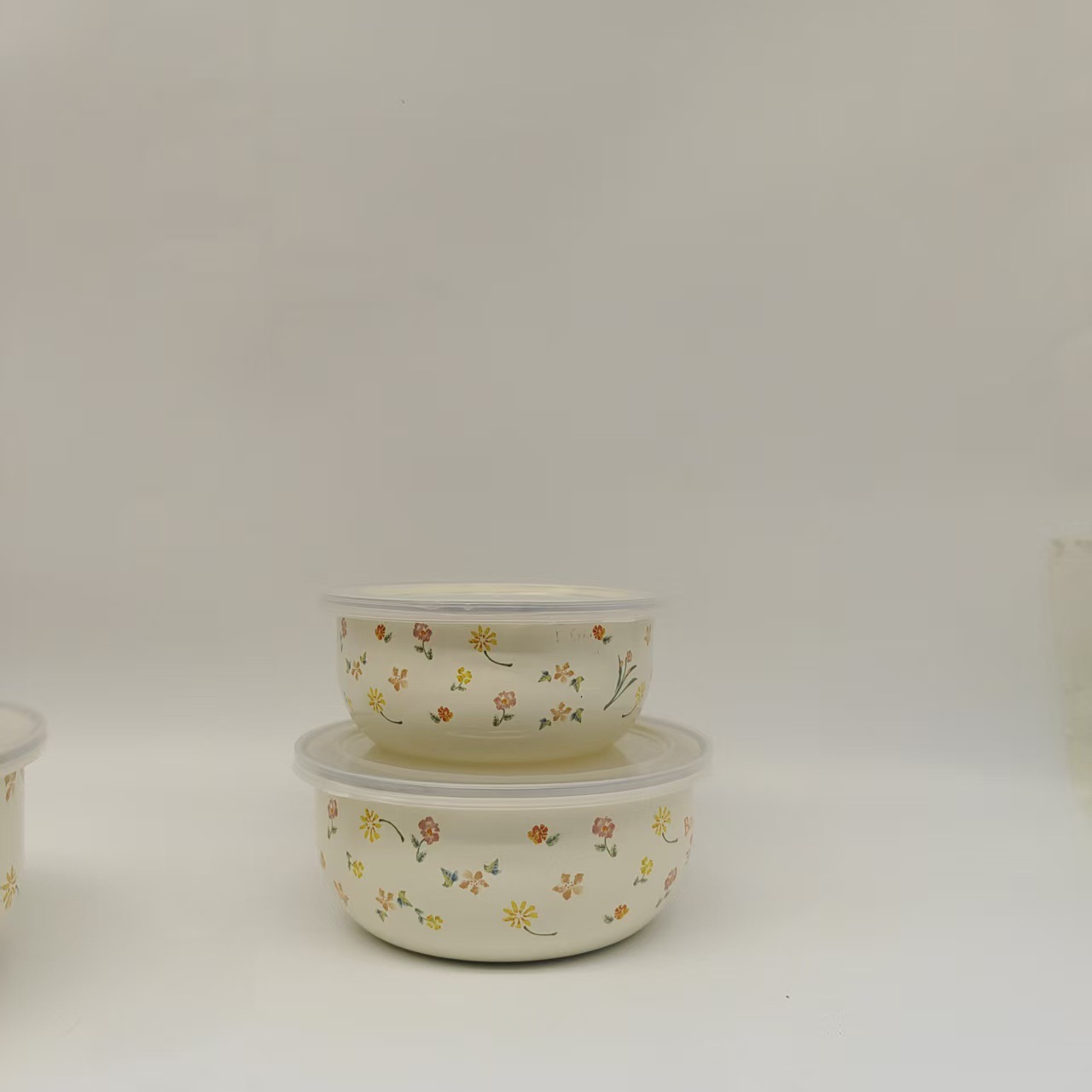 Nordic Style Baby Food Bowl Fresh-Keeping Sealed Enamel Bowl Portable Baby Bowl Children's Feeding Tableware with Lid Lunch Box