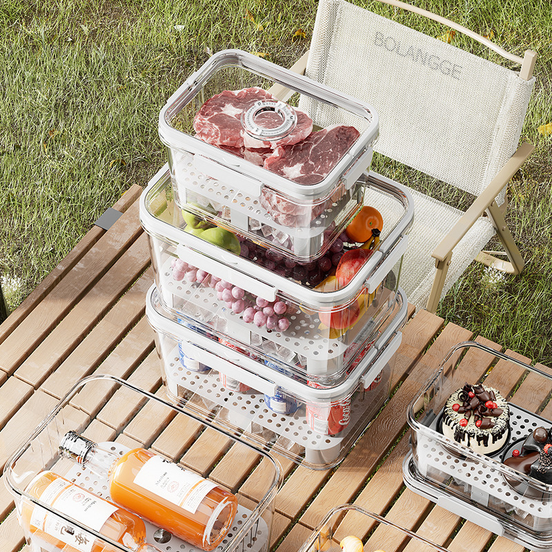 屋外には取っ手付きのピクニックボックスpet透明なテープがあります。|undefined