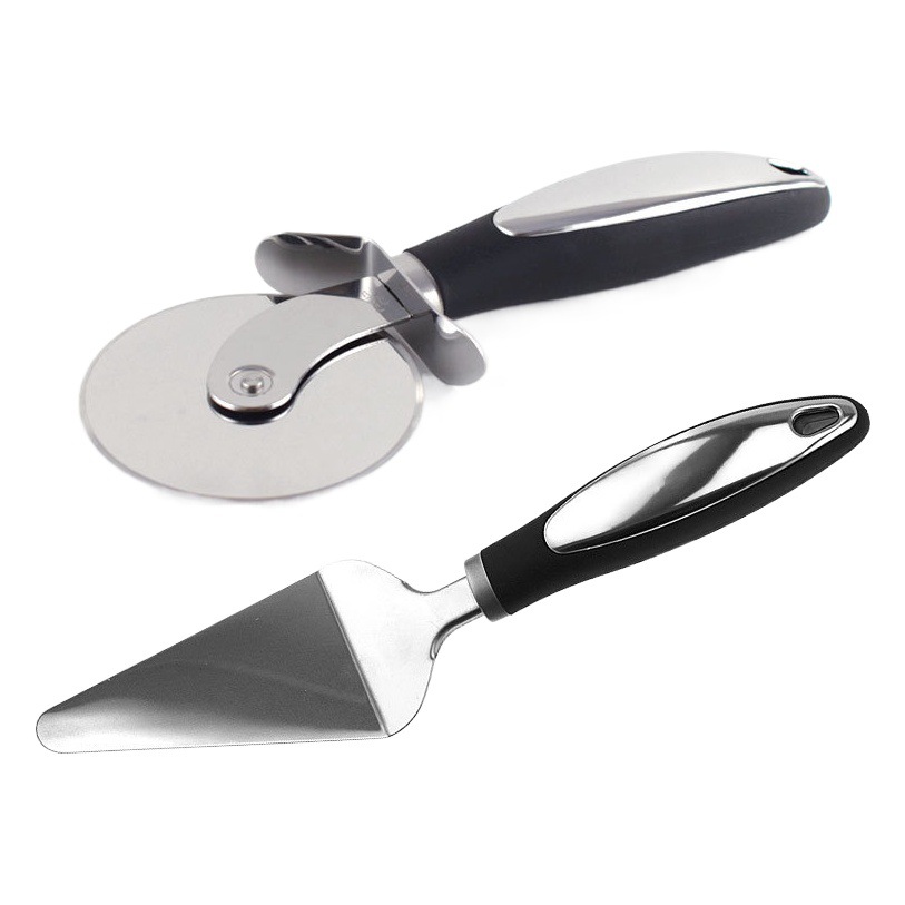 Stainless Steel Pizza Wheel Knife Hob Cheese Shovel Triangle Shovel Cake Cutter Kitchen Baking Tools suit