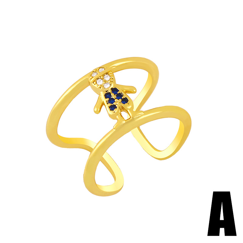 Hip-hop Double-layer Geometric Zircon Couple Rings display picture 4