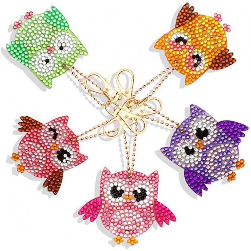 5d llavero de pintura de diamantes de doble cara colgante de animal llavero pintura de diamantes de cristal de doble cara bricolaje hecho a mano