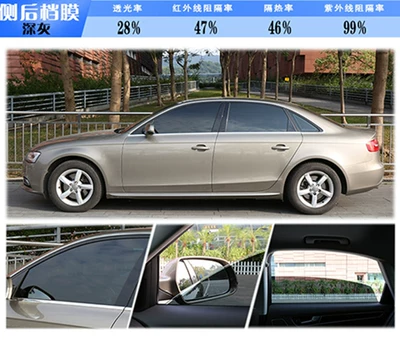 Automotive Film: film, UV sun protection - suitable-for-cars-side-rear-window-4-side-windows-pre-cut-medium-thermal-insulation-dark-gray-medium-privacy