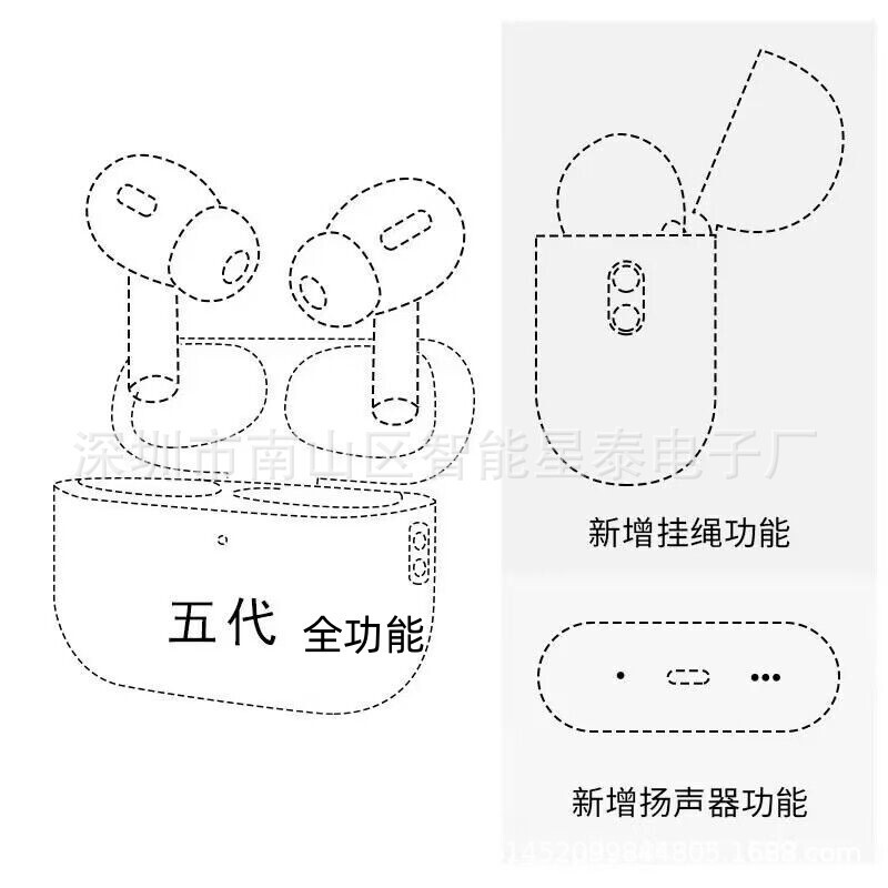 New small 7Type-C port full-featured real noise reduction Zhongke real light sense five generations pro2 six generations Bluetooth headset