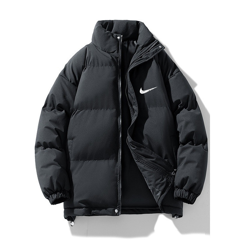 Men's Winter New down Cotton Jacket with Stand Collar, Thickened Loose Warm Cold-Proof Trendy Brand Puffer Jacket