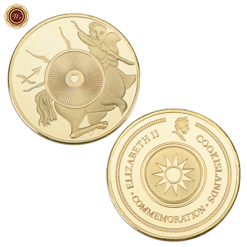 Medalla conmemorativa transfronteriza 12 constelación moneda conmemorativa metal chapado en oro insignia medalla Colección Caja de regalo fábrica al por mayor