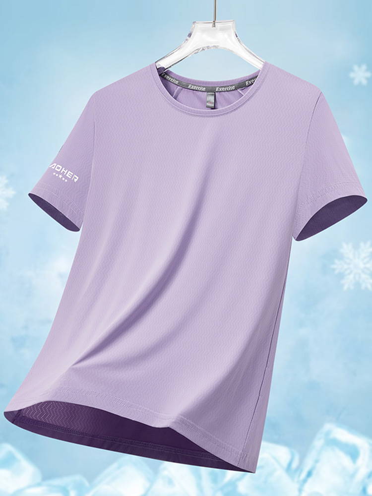 Summer round neck short sleeve T-shirt outdoor fitness trainer quick-drying sportswear yoga T-shirt printed logo short sleeve top women