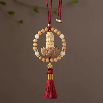 Car hanging – Lotus Peace Buddha Good - burgundy-little-buddha-with-blessing-character