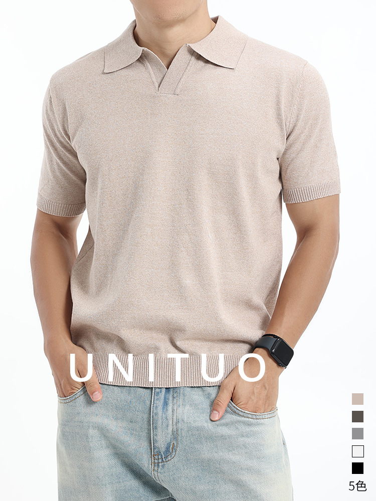 2026 hombre de verano de alta calidad de color sólido con solapa polo camiseta de negocios ocio de manga corta paul ropa de hombre comercio exterior lote