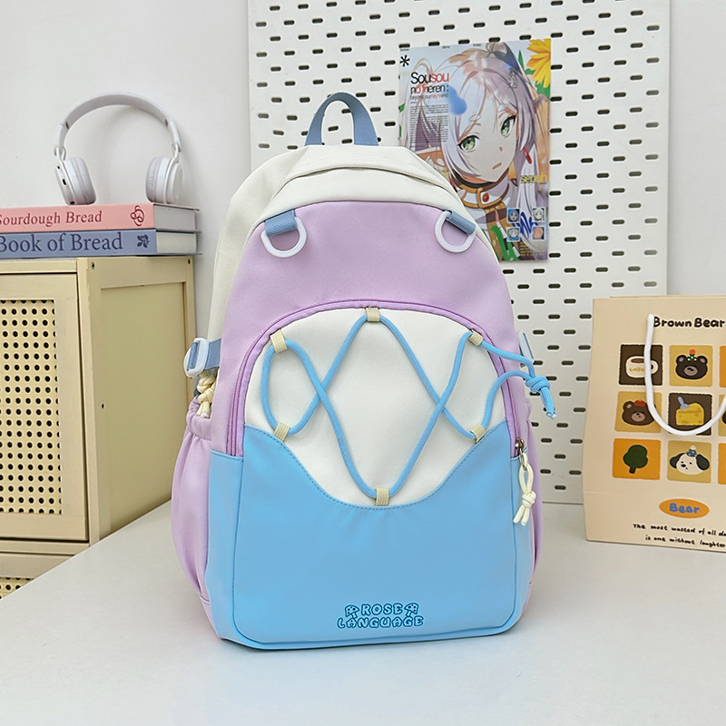 Mochila escolar de todo fósforo para niña fresca, salida de primavera, mochila ligera y pequeña, mochila de estudiante de color de contraste, mochila escolar