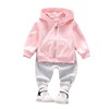 Cute demi-season autumn sports jacket with hood, children's set with zipper, Korean style, children's clothing