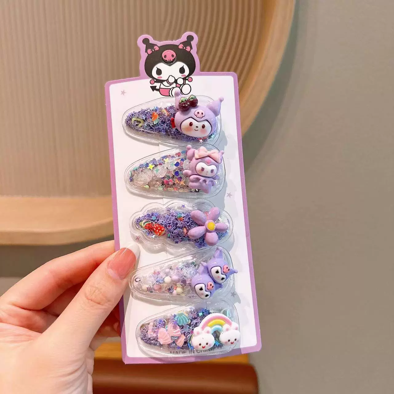 Набор аксессуаров для волос (Hello Kitty) — 10 штук милых японских мультяшных заколок, шпильки и резинки, розовый