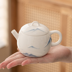 Yuanshan hand-painted white porcelain teapot household teapot with filter large capacity single pot Kung Fu tea set simple teapot