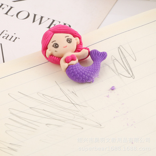 Cartoon Mermaid Assembled Eraser Cute Creative Primary School Student Stationery Modification Eraser Kindergarten Gift Manufacturer