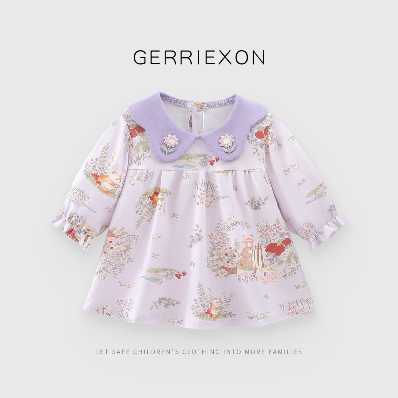 Long-sleeved pure cotton (purple cute bear)