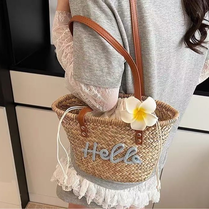 2026 Cross-Border New Straw Woven Bag For Women Trendy Tote Handbag Beach Vacation Bag Bridesmaid Bag - Thumbnail 4